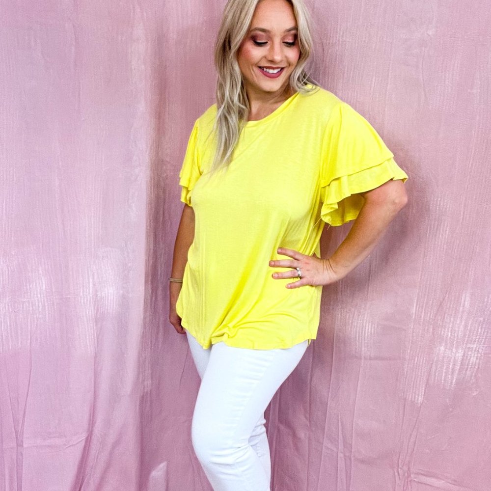 Culture Code Round Neck Ruffle Sleeve Top - Picture 10 of 11